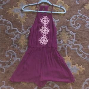 High neck flared romper